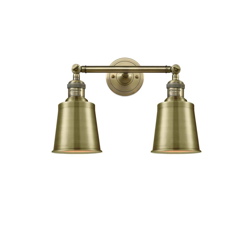 Addison 16 in. 2 Light Antique Brass Vanity Light with Brass Metal Shade price history on PriceWatchPro