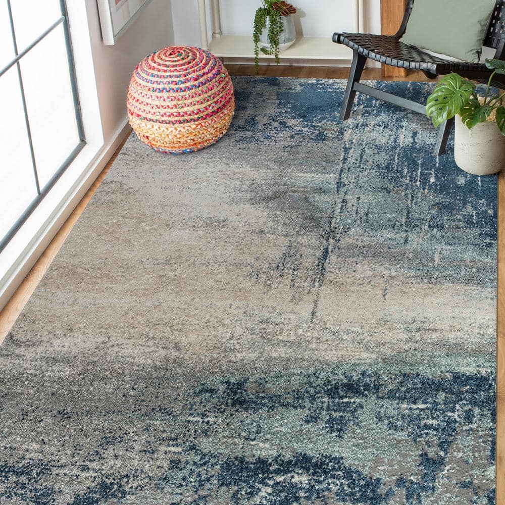 Blue Gray Abstract Rug Amer Rugs Yasmin 2 x 3 Dark Blue/Gray Abstract Pattern Area Rug for ...