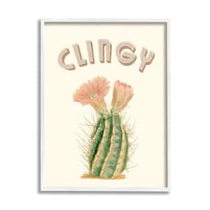 Vintage Clingy Typography Prickly Floral Cactus by Daphne Polselli Framed Print Nature Texturized Art 16 in. x 20 in.
