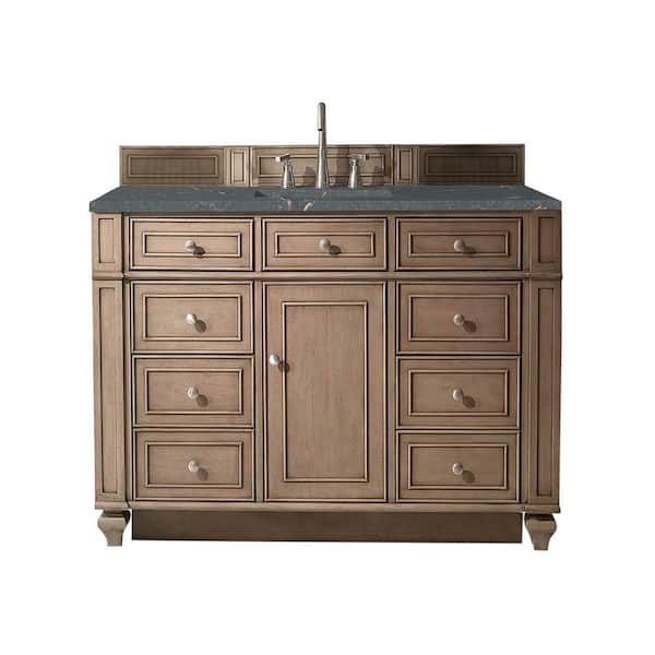 James Martin Vanities Bristol 48.0 in. W x 23.5 in. D x 34.0 in. H Single Bath Vanity in Whitewashed Walnut with Parisien Bleu Quartz Top