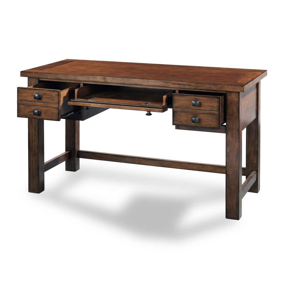 Tahoe Aged Maple Executive Desk with Keyboard Tray and Drawers