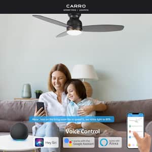 Trendsetter II 52 in. Integrated LED Indoor/Outdoor Black Smart Ceiling Fan with Light, Remote Works W/Alexa/Google Home