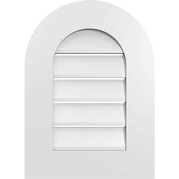 Ekena Millwork 16 in. x 22 in. Round Top Surface Mount PVC Gable Vent: Functional with Standard Frame