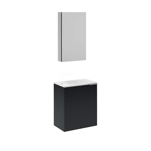 Fresca Valencia 20 in. W Wall Hung Vanity in Dark Slate Gray with Acrylic Vanity Top in White with White Basin,Medicine Cabinet