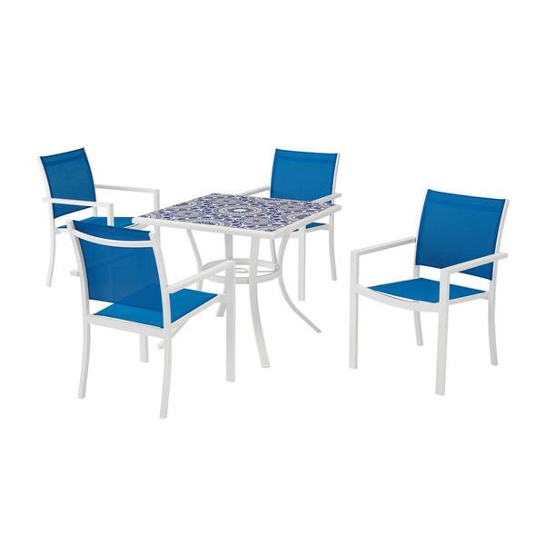 StyleWell Marivaux Blue and White 5Piece Steel Outdoor Patio Dining