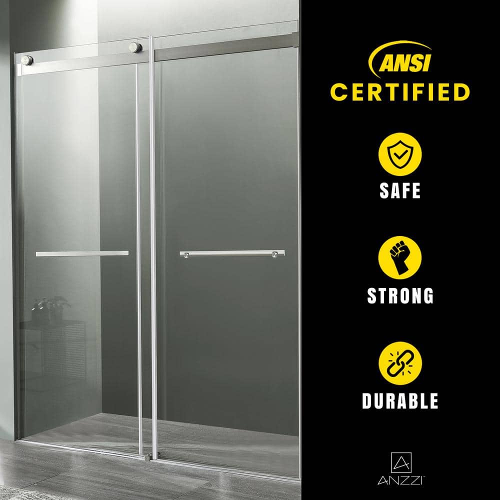 Kahn 48" Brushed Nickel Frameless Sliding Shower Door