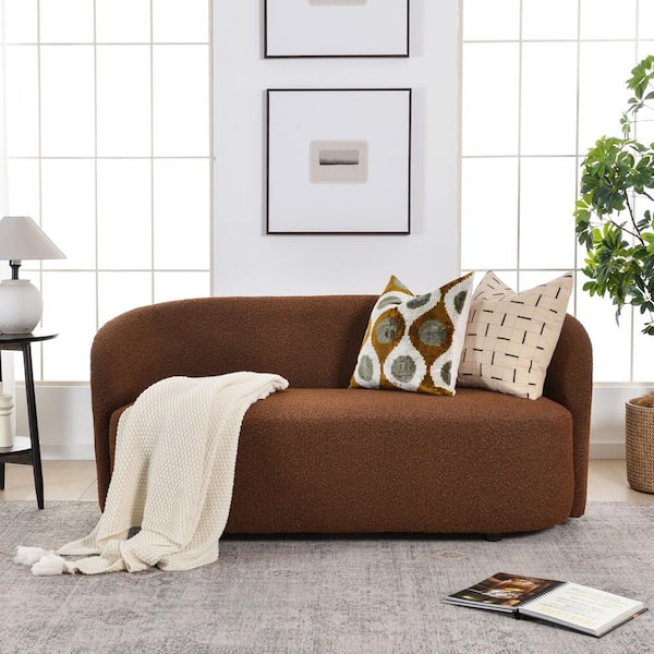 68 in. Brown Polyester Upholstered 2-Seater Loveseat