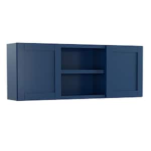 Richmond Valencia Blue Plywood Shaker Stock Ready to Assemble Wall Kitchen Cabinet Sft Cls 60 in W x 12 in D x 23 in H
