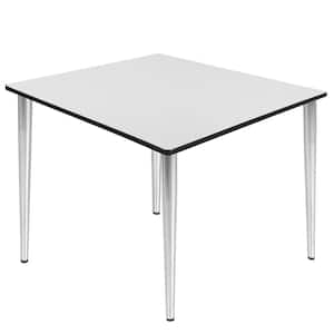 Trueno 48 in. Square White and Chrome Wood Tapered Leg Table (Seats-4)