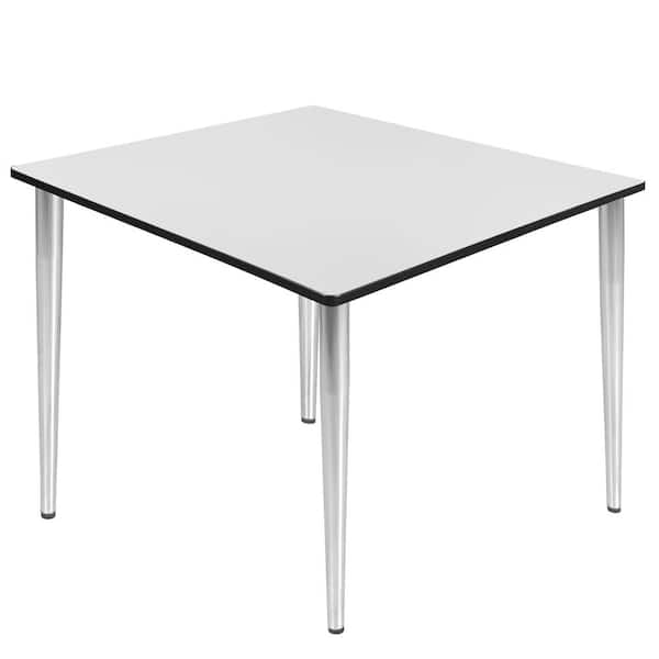 Regency Trueno 48 in. Square White and Chrome Wood Tapered Leg Table (Seats-4)