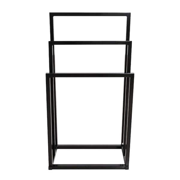 3-Tier Freestanding Metal Towel Rack-Space-Saving, Easy Assembly, Black, for Bathroom