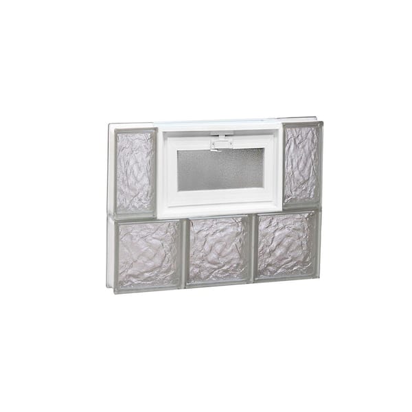 Clearly Secure 17.25 in. x 13.5 in. x 3.125 in. Frameless Ice Pattern Vented Glass Block Window