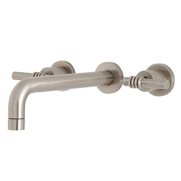 Kingston Brass Milano 2-Handle Wall Mount Bathroom Faucet in Brushed Nickel
