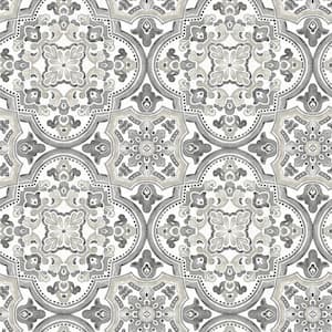 Concord Black Medallion Fabric Pre-Pasted Matte Strippable Wallpaper