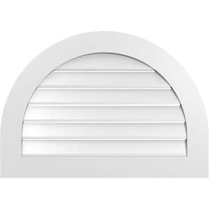 34 in. x 24 in. Round Top Surface Mount PVC Gable Vent: Functional with Standard Frame