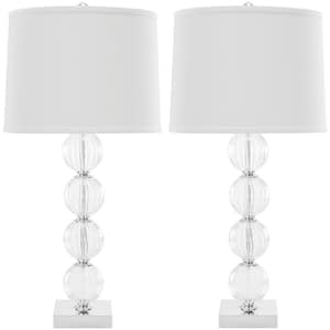 Amanda 31 in. Clear Crystal Glass Globe Table Lamp with White Shade (Set of 2)