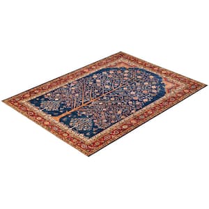 Serapi One-of-a-Kind Traditional Blue 5 ft. x 8 ft. Hand Knotted Tribal Area Rug