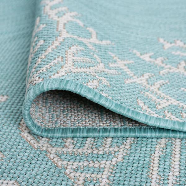 アクアドエア7 10本 Tayse Rugs Eco Coastal Aqua 8 ft. x 10 ft. Indoor/Outdoor Area Rug