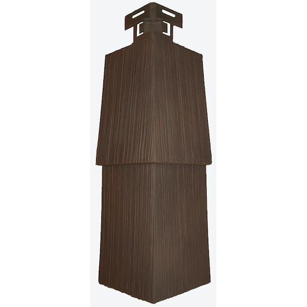 NovikShake RS RoughSawn Shake Corner 4.5 in. x 14.6 in. Polymer Corner in Brownstone (5 Per Box, 5.2 lin. ft.)