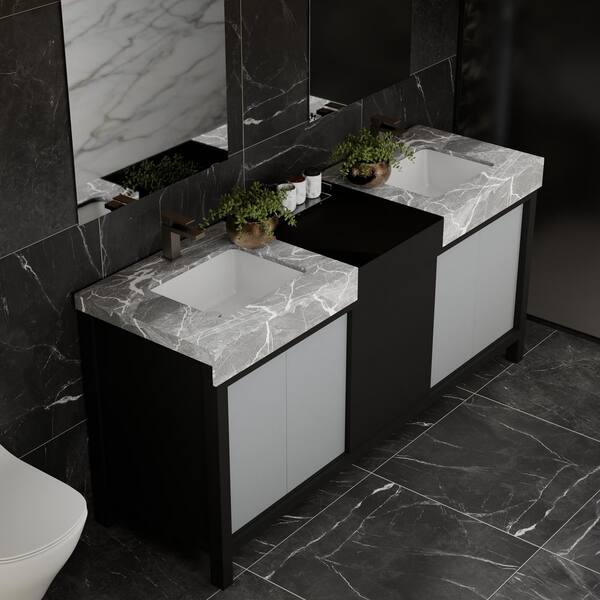 Lexora Zilara 72 in W x 22 in D Black and Grey Double Bath Vanity