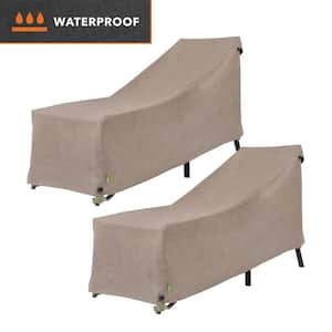 Garrison Patio Chaise Lounge Cover, Waterproof, 65 in. L x 28 in. W x 29 in. H, Sandstone, 2-Pack