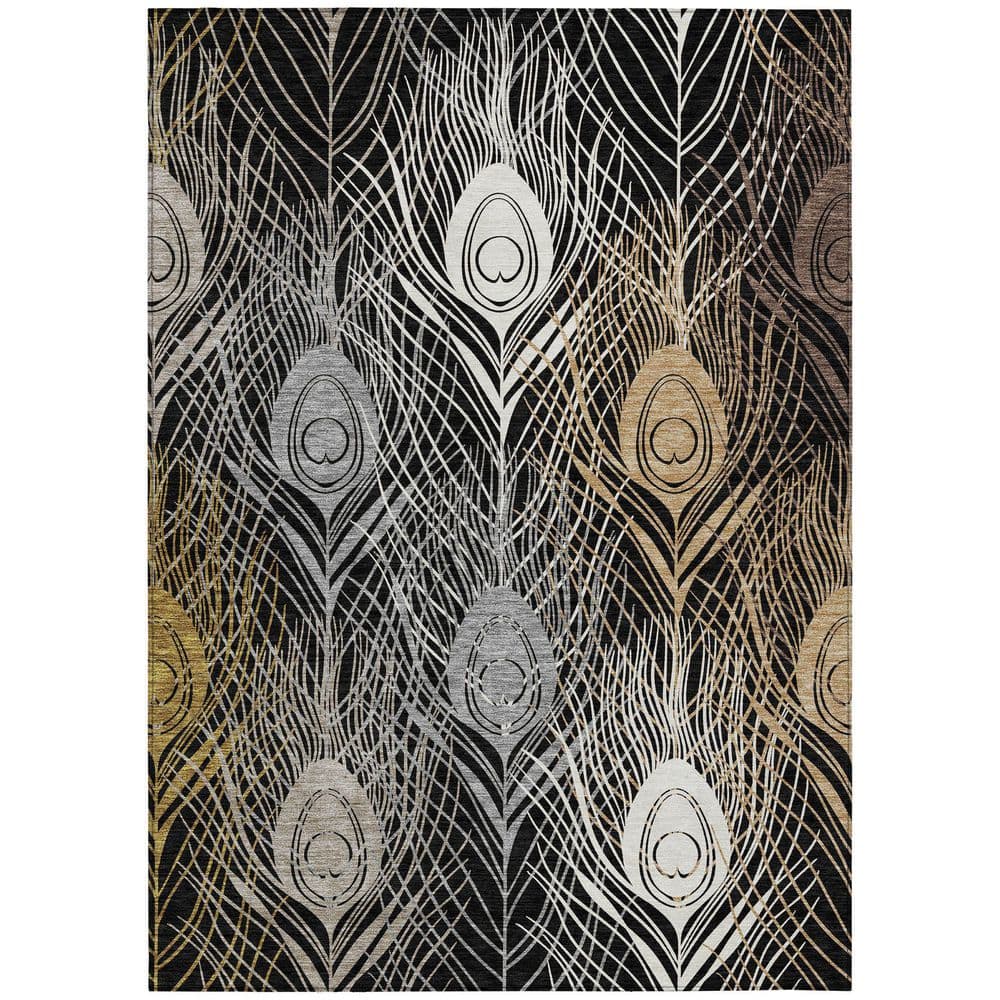 Chantille Machine Washable Indoor/Outdoor Abstract ACN2273 Black 3 ft. x 5 ft. Area Rug price history on PriceWatchPro