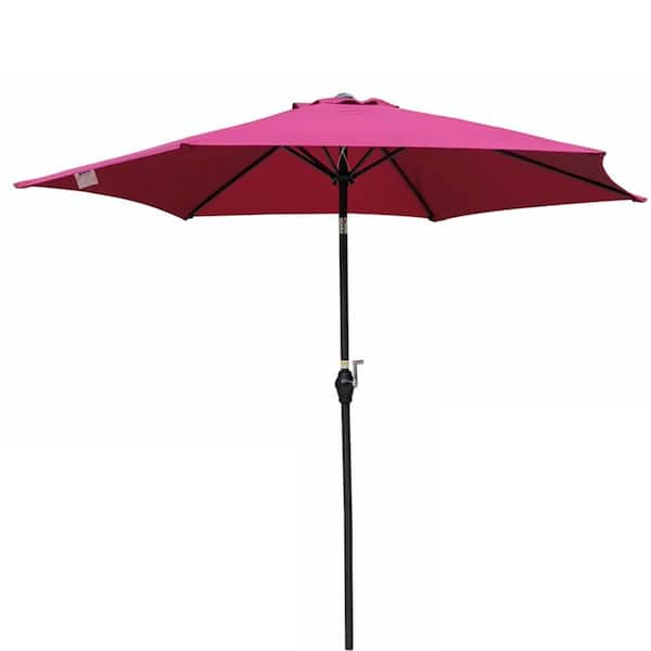 9 ft. Patio Market Table Umbrella with Push Button Tilt and Crank in Red
