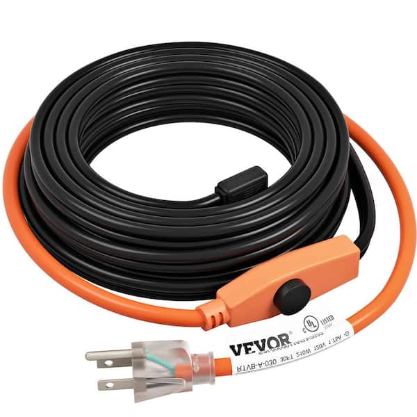 VEVOR 30 ft. Pipe Heat Cable 5W/ft. Self-Regulating Heat Tape IP68 110Volt  with Build-in Thermostat for PVC Metal Plastic Hose ZDWGDJRDLDGWQKAKDV1 -  The Home Depot