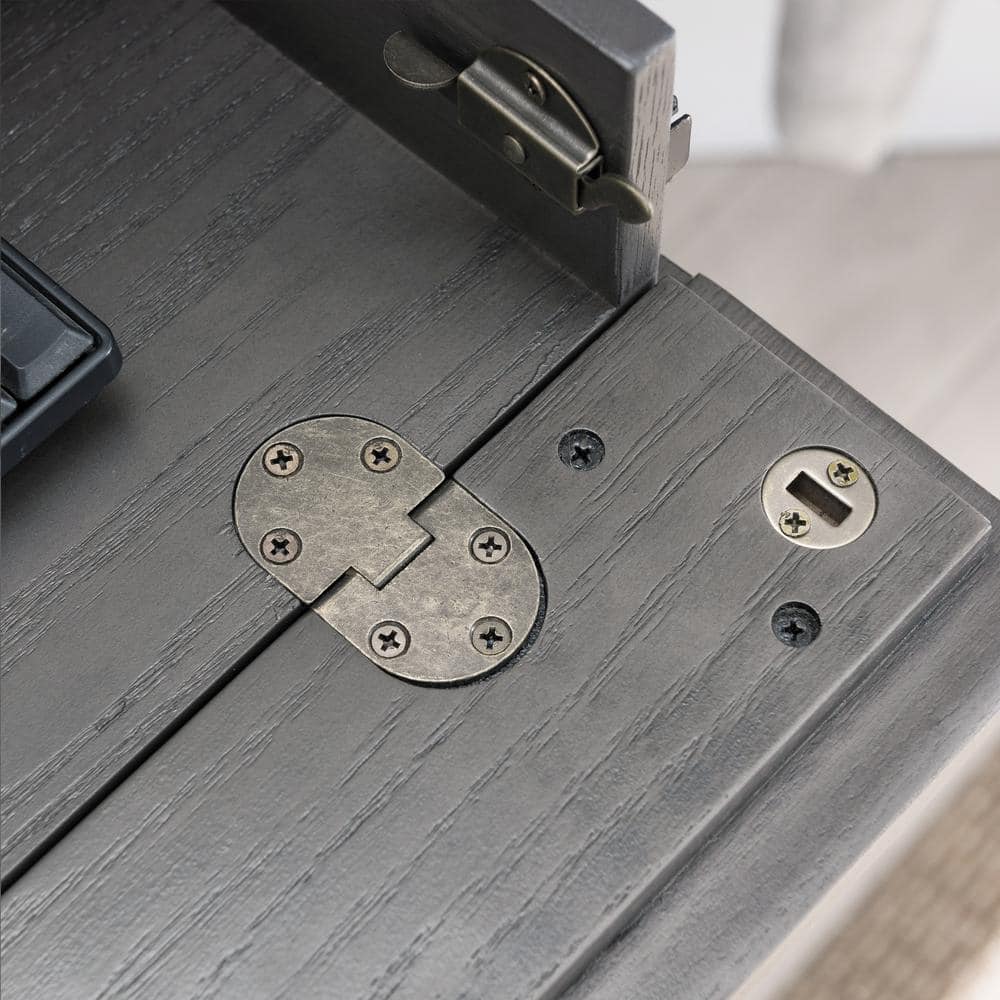 Chisel & Forge Smoke Grey Matte Black Corner Desk with Drawer