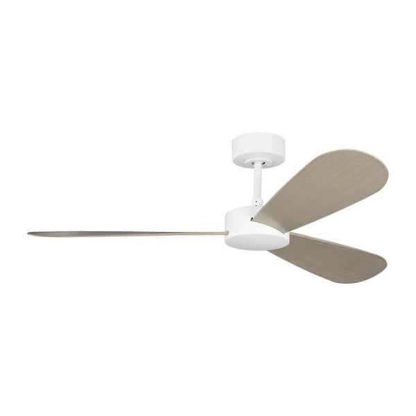 Paddle Smart 52 in. Matte White Downrod Mount Standard Ceiling Fan with Remote and White Cerused Oak Blades