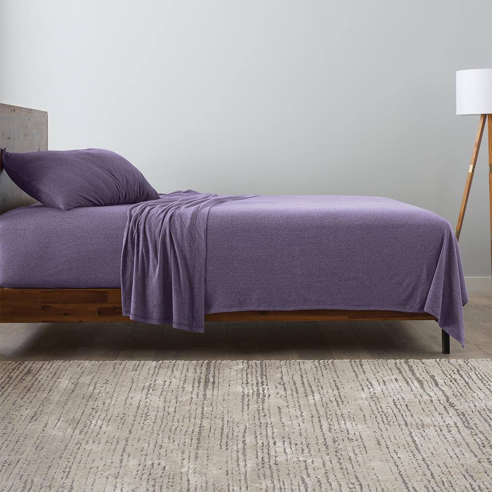 Twin Purple Jersey Knit Microfiber Sheet Set