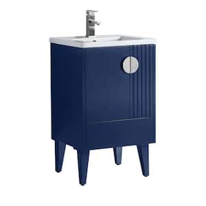Venezian 20 in. W x 18.11 in. D x 33 in. H Bathroom Vanity Side Cabinet in Navy Blue with White Ceramic Top