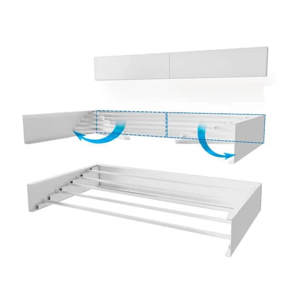 27.5 in. x 3.9 in. White Wall Mount Retractable Indoor/Outdoor Laundry Garment Rack