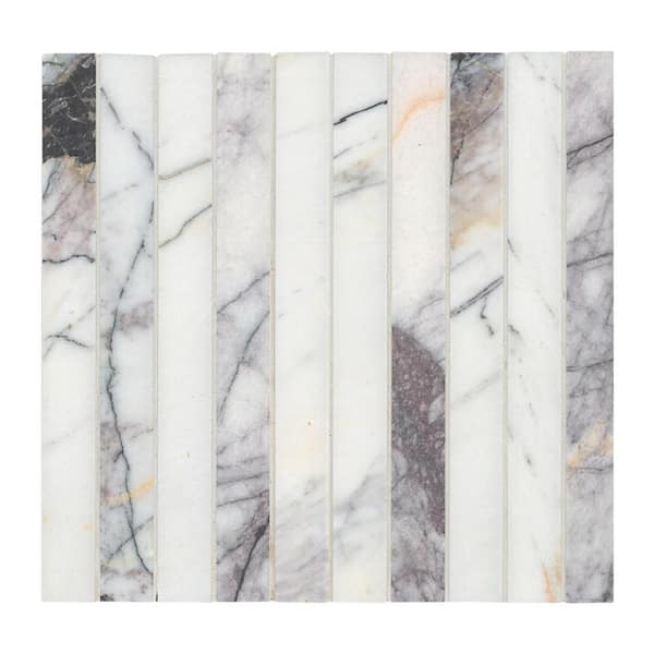 Scollopini Lilac Pattern 11 in. x 12 in. x 13mm Honed Marble Mosaic  Wall Tile (4.69 sq. ft./Case)
