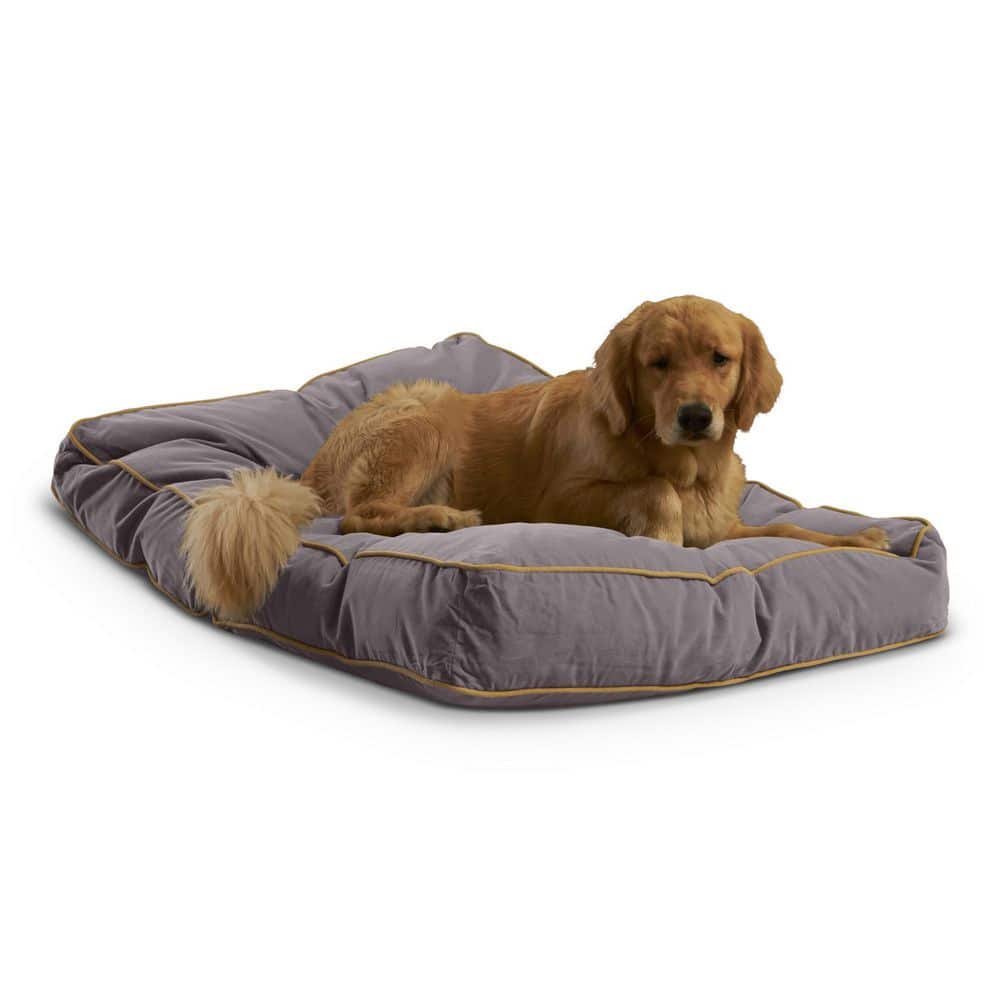 Large Smoke Gray Microfiber Pillow Style Dog Bed