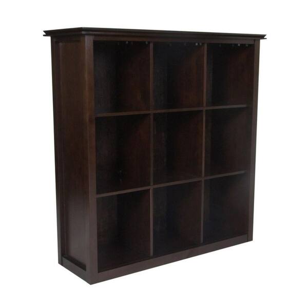 Simpli Home Artisan Espresso Brown 9-Cube Storage Bookcase