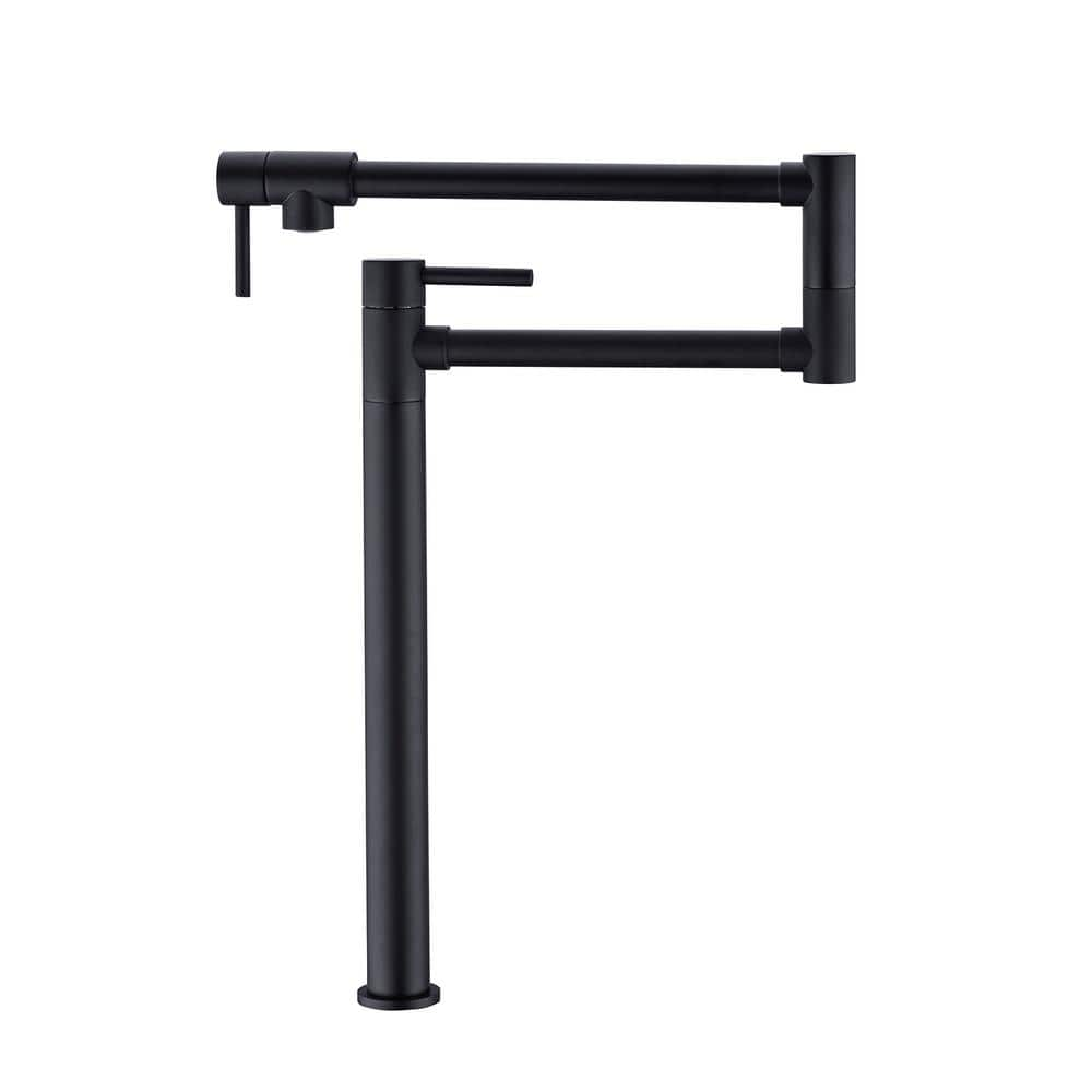 Deck Mount Pot Filler Faucet with Extension Shank in Matte Black -  Tahanbath, W2287P153977