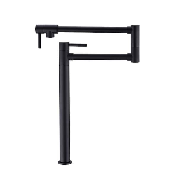 Tahanbath Deck Mount Pot Filler Faucet with Extension Shank in Matte Black