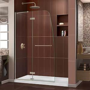 Aqua Ultra 32 in. x 60 in. x 74.75 in. Semi-Framed Hinged Shower Door in Brushed Nickel with Left Drain Acrylic Base