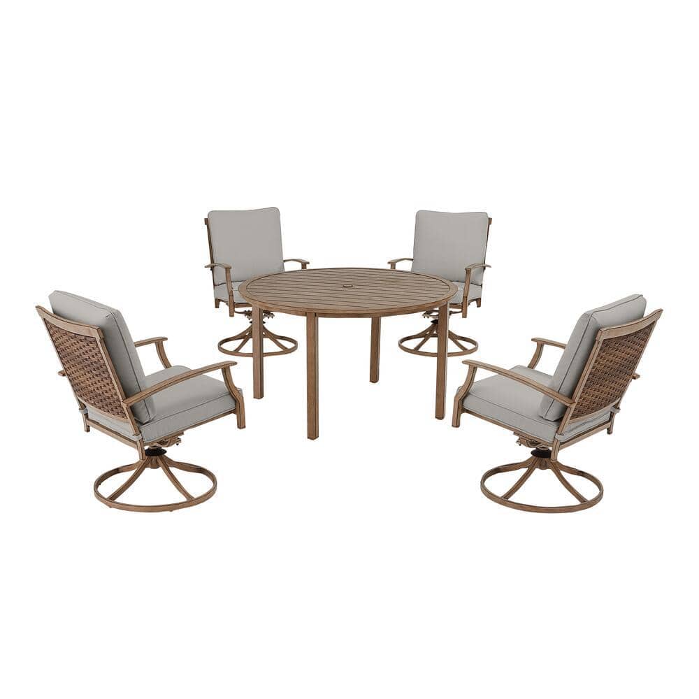 Reviews for Hampton Bay Geneva 5Piece Brown Wicker Outdoor Patio Dining Set with CushionGuard