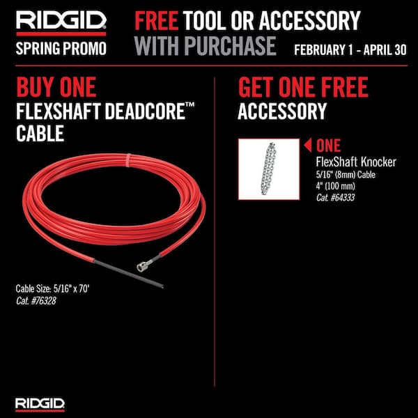 5/16 in. X 70 ft. DeadCore Cable for Use with FlexShaft Series of Drain Cleaning Machines