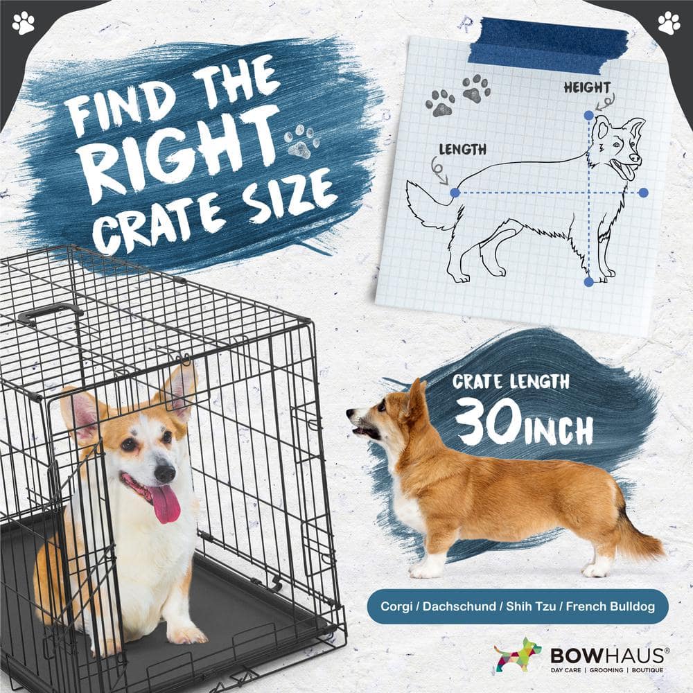 Medium Black Metal Foldable Dog Cage with Lock