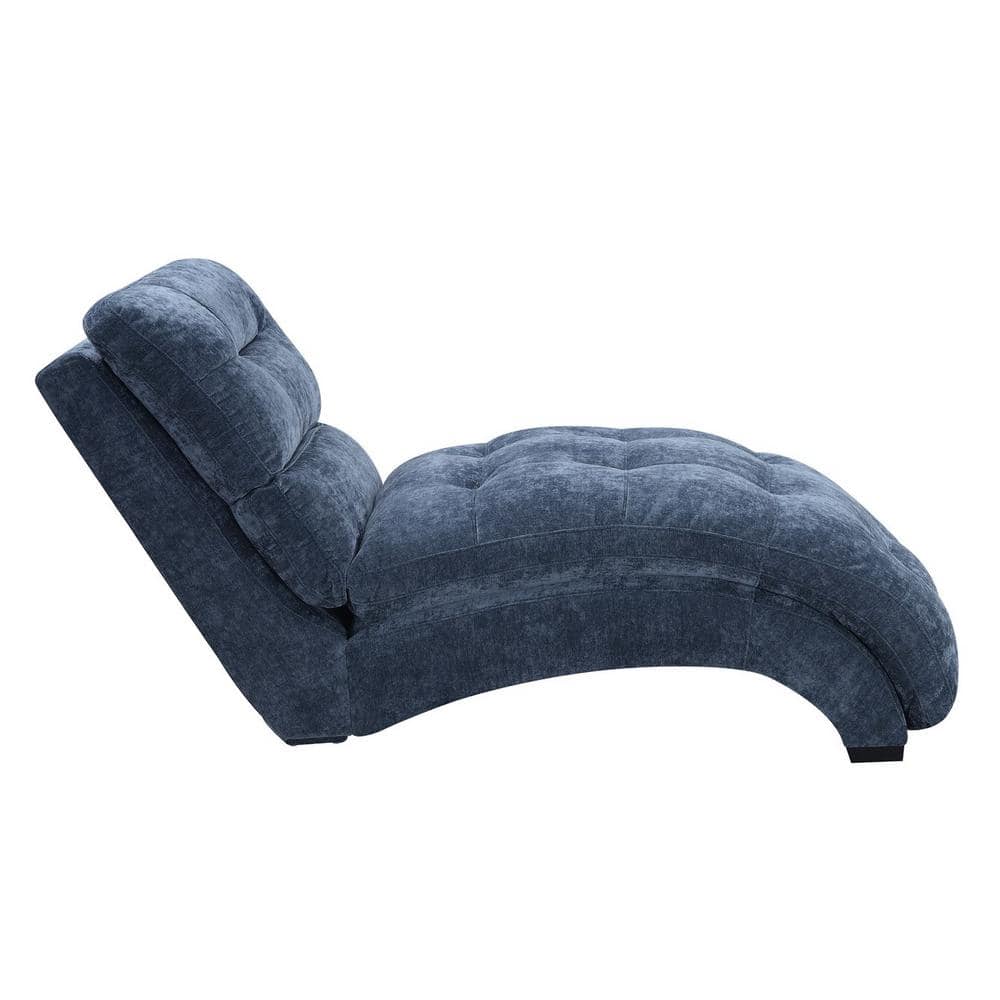 Slate Blue Microfiber Tufted Chaise Lounger