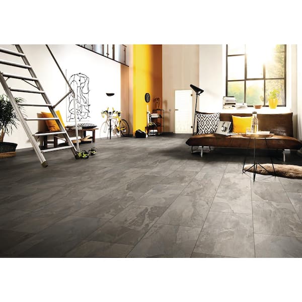 Silverado Slate 8mm T x 12.99 in. W Water Resistant Laminate Wood Flooring (24.92 sq. ft./Carton)