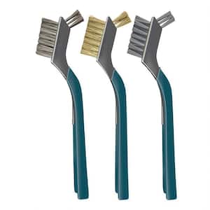 Assorted Bristles Mini Wire Brushes, Nylon, Brass, Stainless Steel, 3 Pack
