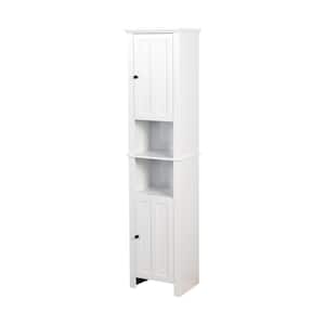 15.75 in. W x 11.81 in. D x 66.93 in. H White MDF Freestanding Bathroom Storage Linen Cabinet with 2-Doors 6-Shelves