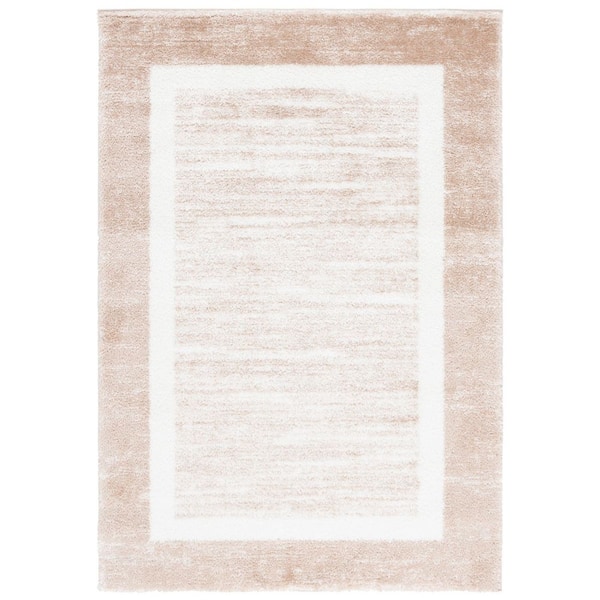 Tahoe Shag 4 ft. x 6 ft. Gold/Ivory Distressed Border Area Rug