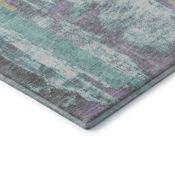 Mayfield Premium Machine Washable Abstract AMF1984 Teal 3 ft. x 5 ft. Area Rug