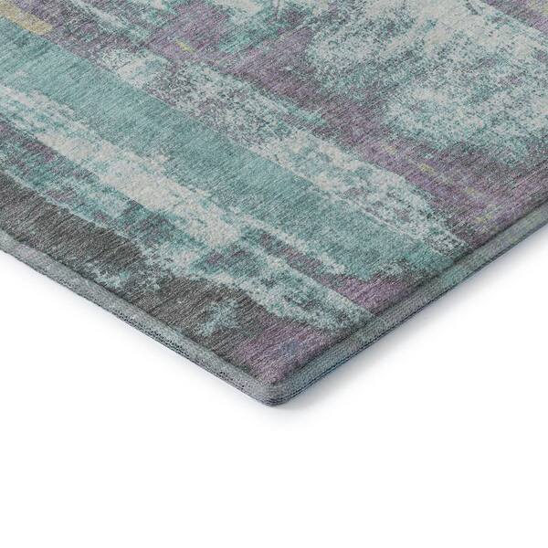 Mayfield Premium Machine Washable Abstract AMF1984 Teal 5 ft. x 7 ft. 6 in. Area Rug