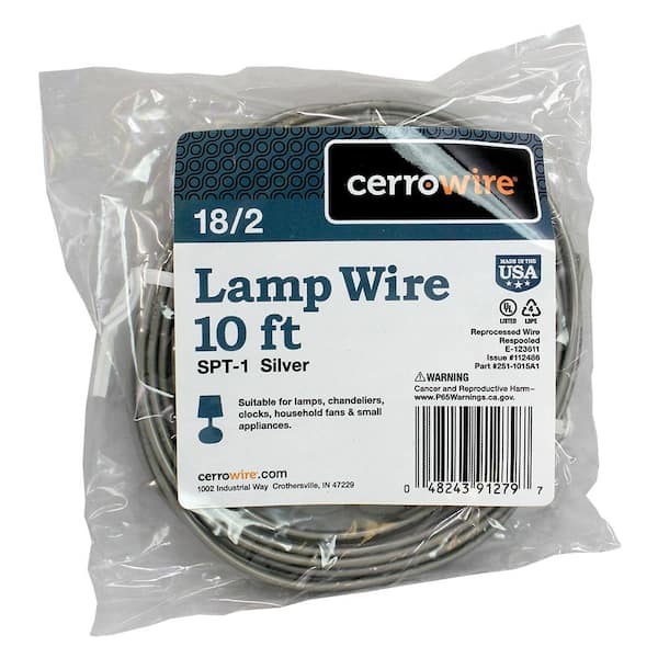 Cerrowire 10 ft. 18/2 Silver Stranded Copper Lamp Wire